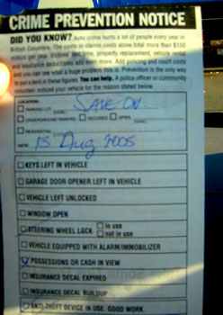 [ Crime prevention notice ]
