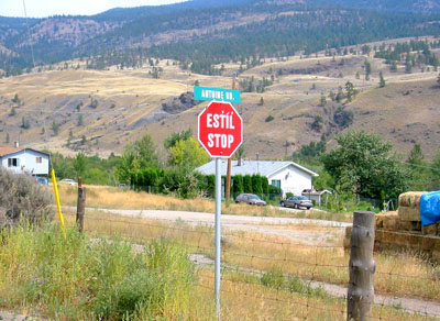 [ Stop sign with native writing ]