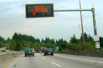 [ Highway road sign - test message ]