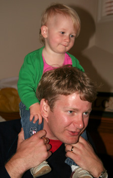 [ Riding Huw's shoulders ]