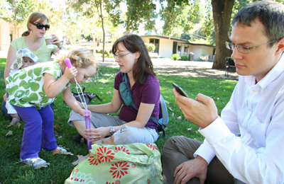 [ Claire and Mike with toys ]