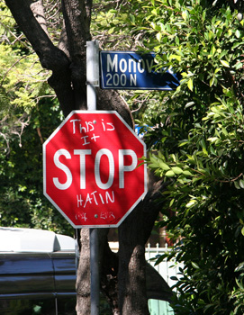 [ Stop sign outside Michael Jackson's house ]