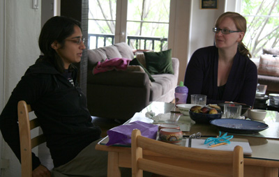 [ Kajal and Emma get caught up ]