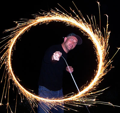 [ Sean twirls the sparkler ]