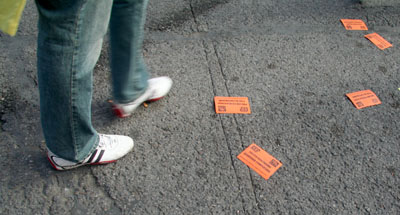 [ Littered protest cards ]
