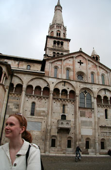[ Emma outside a church ]