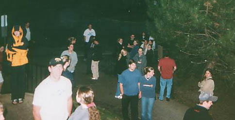 [ Standing outside when the fire alarm went off. ]