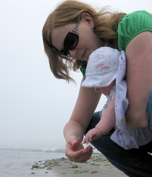[ Morgan touching ocean ]