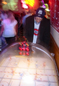 [ James at the table hockey game ]