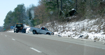 [ Pickup in the ditch ]