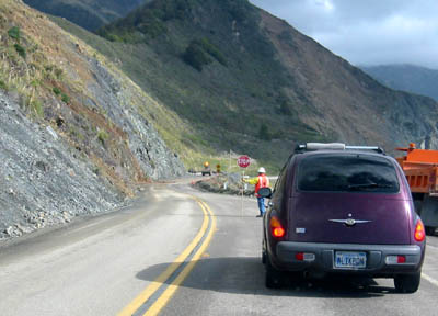 [ Stopping for rockslide ]