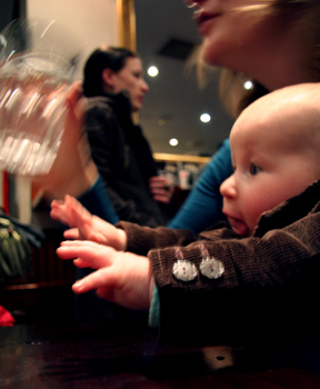 [ Morgan reaches for a glass ]