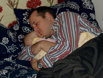 [ Morgan naps with daddy ]